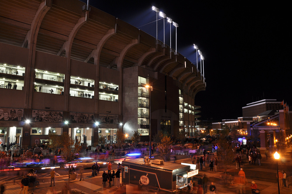 Auburn vs Alabama Postgame Photo of JordanHare Stadium at Night