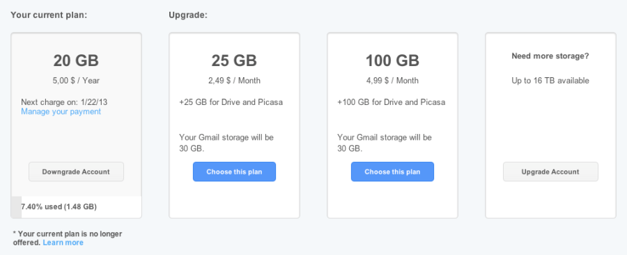 Google Drive Storage 20GB $5 year