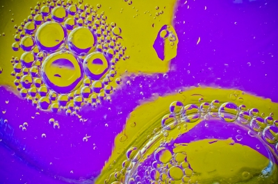 Oil and Water in Purple and Yellow