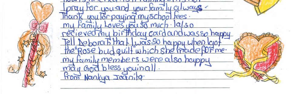 Letter From our Sponsor Child in Uganda