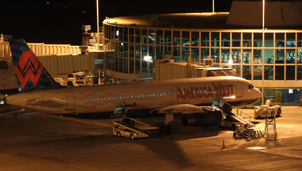 America West Airbus A320 at the Gate in Las Vegas