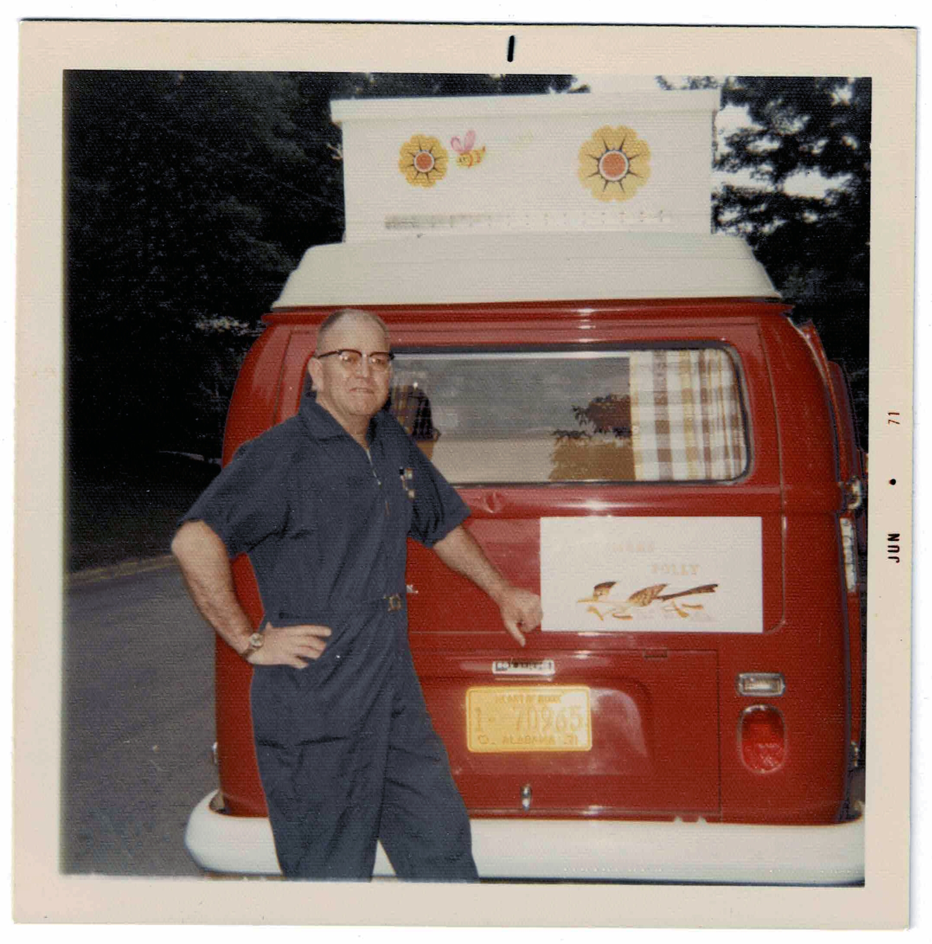 Don Fillmer Standing Next to the Fillmer's 1971 Volkswagen Camper Van